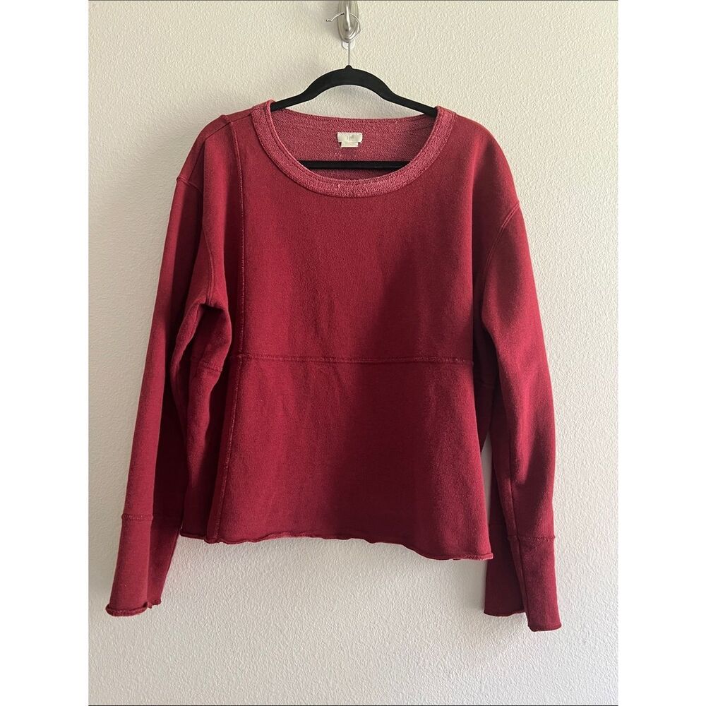 J Jill Womens Pullover Sweatshirt Sweater Raw Edge Exposed Seam Boxy Relaxed Fit
